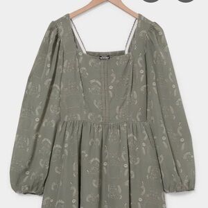 Totoro AOP Chiffon‎ Long Sleeve Dress Small New With Tags